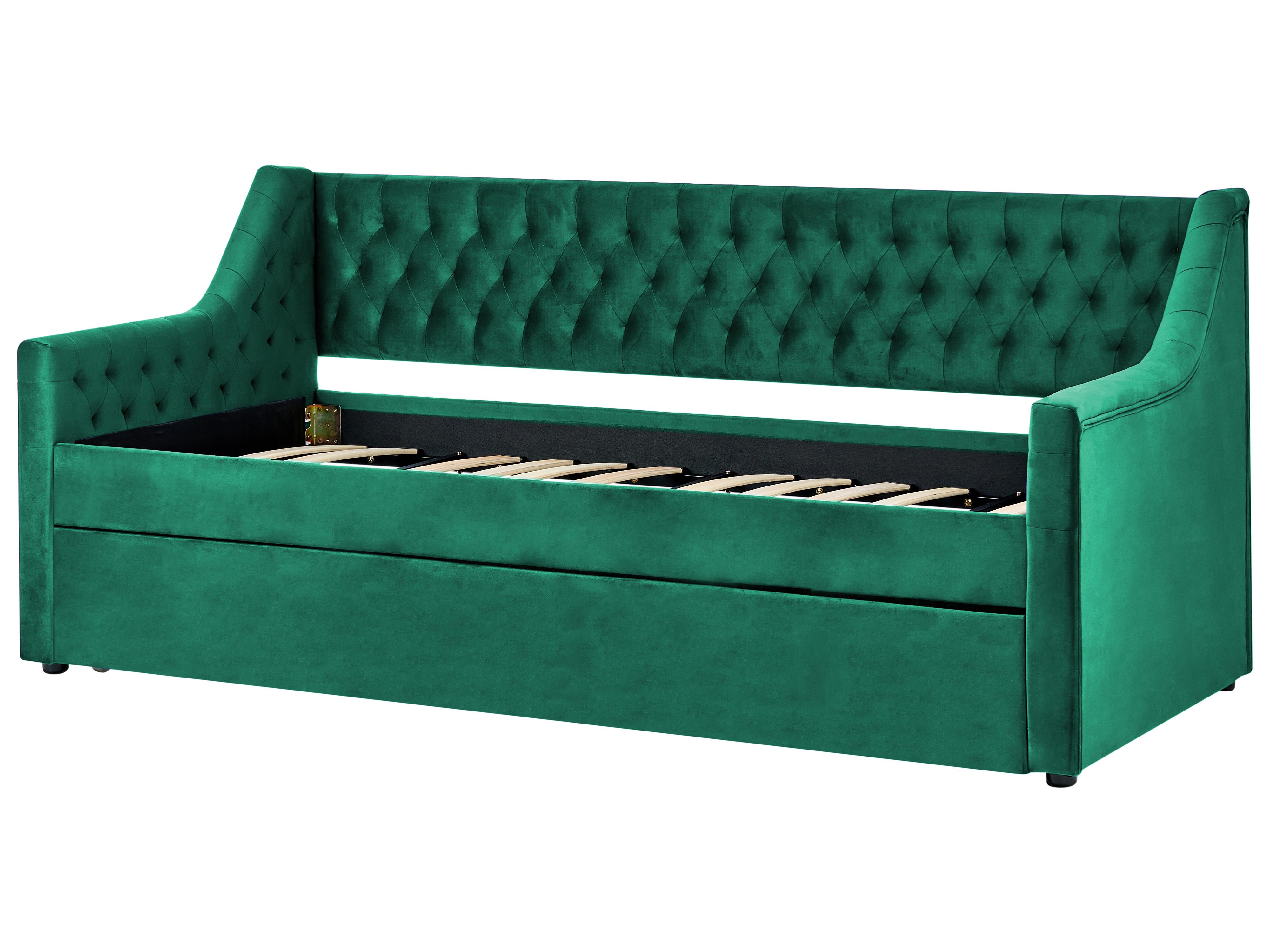 Onderschuifbed Fluweel MONTARGIS 90 x 200 cm Smaragdgroen