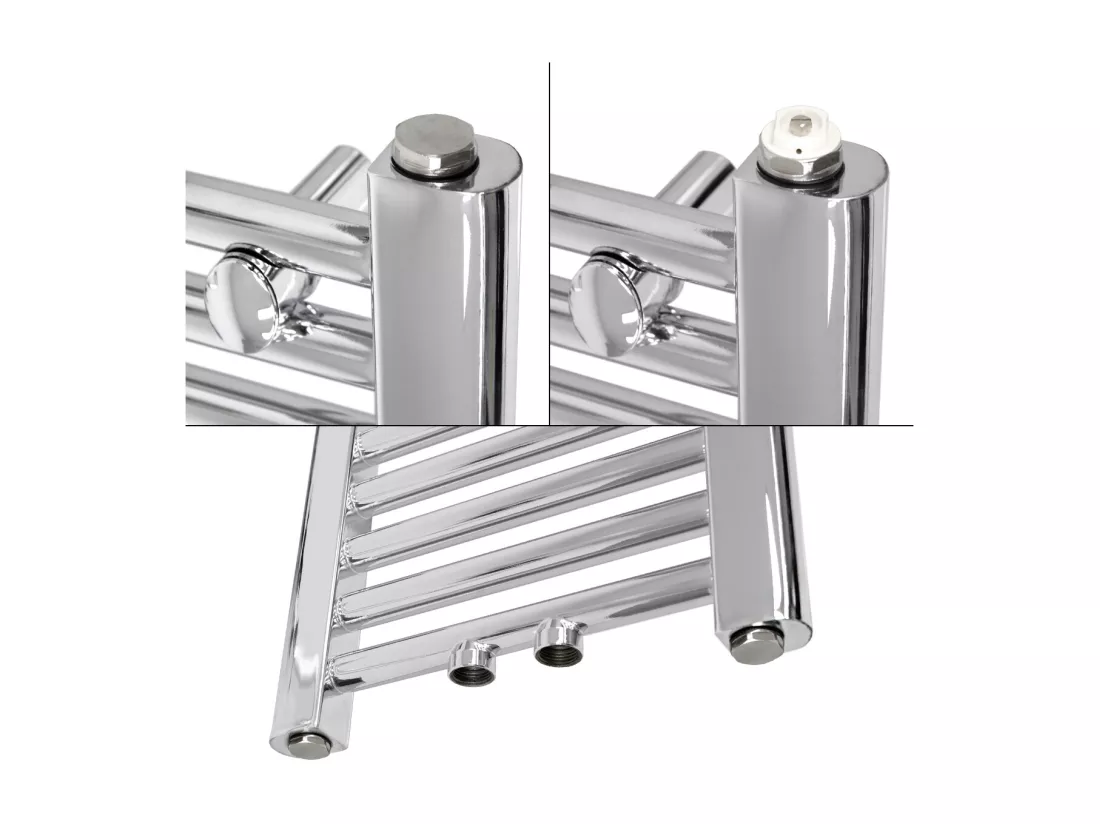 Radiateur sèche-serviette droite en acier chrome connexion central 30 x 180 cm