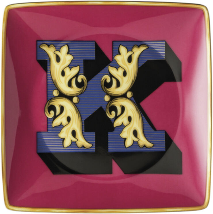 Versace Bowl 12cm sq. flat, Holiday Alphabet K, Versace Flerfarvet