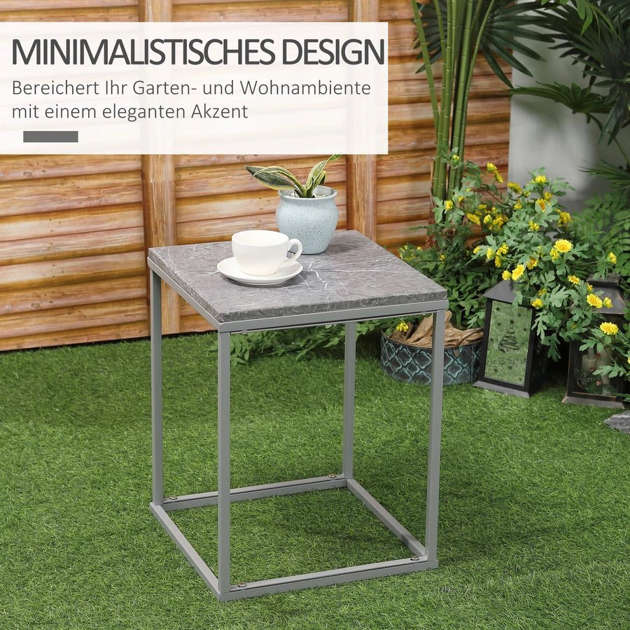 Outsunny Gartentisch mit Metallrahmen grau