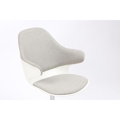 Lot de 2 chaises KHONG - avec accoudoirs - blanc et gris