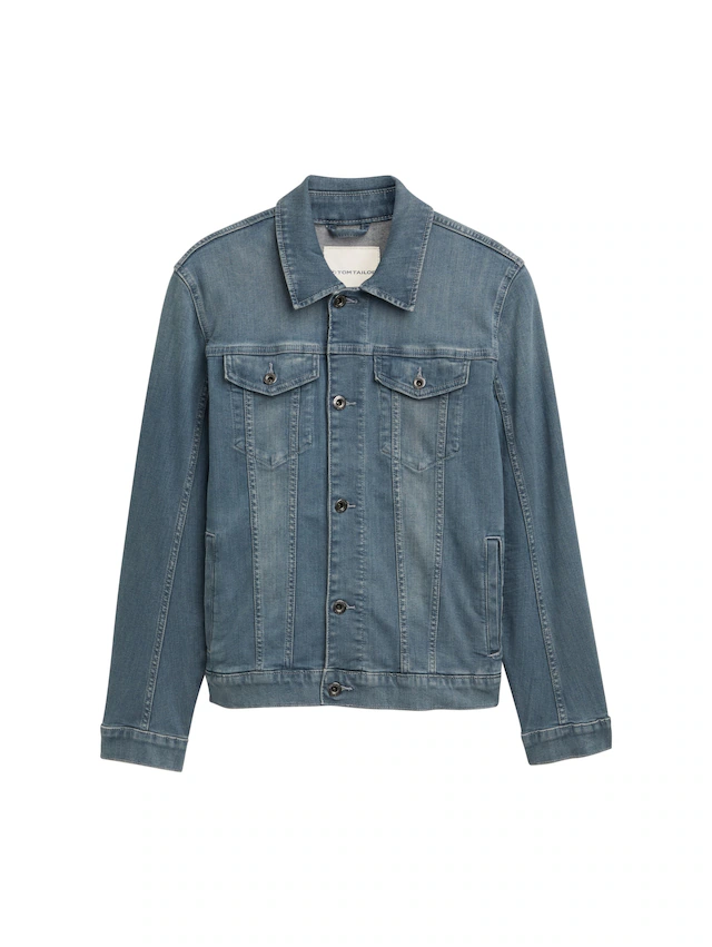 TOM TAILOR Jeansjacke ohne Kapuze mit Knopfleiste und Stretch-Anteil