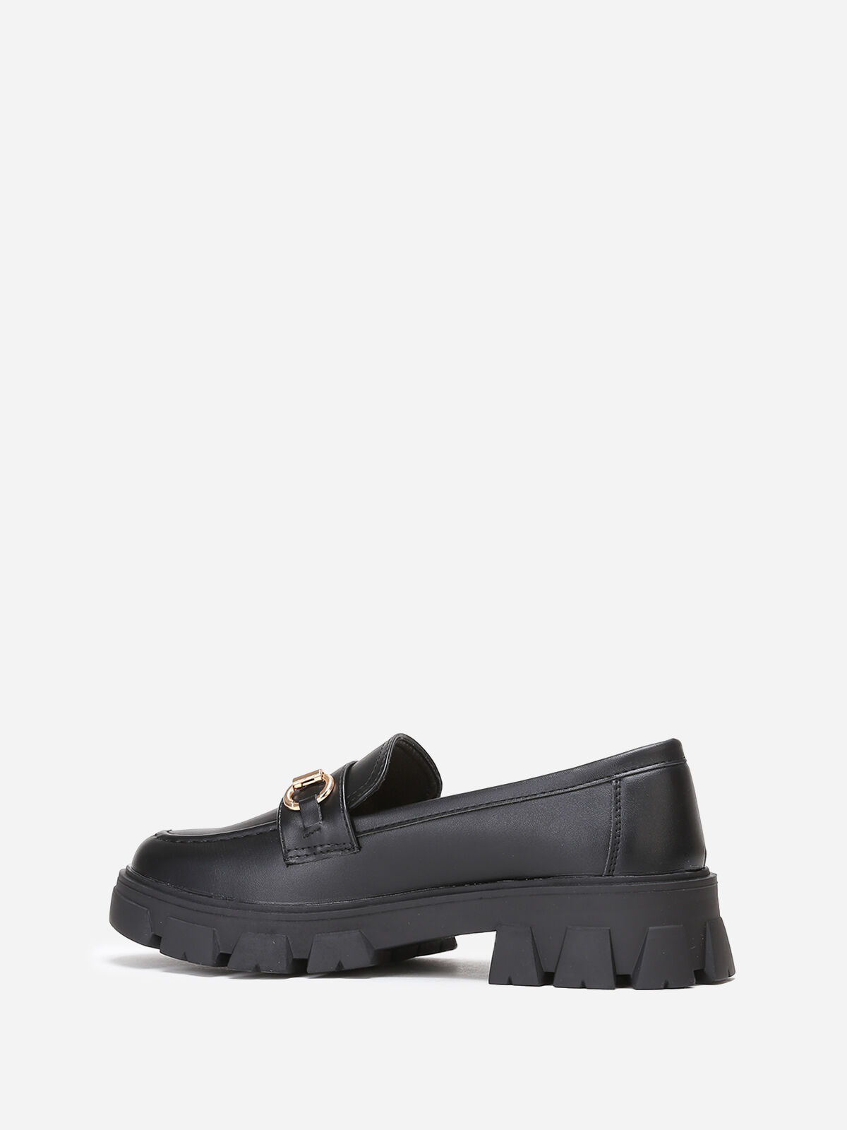 Mocassins en simili à bride dorée- Noir