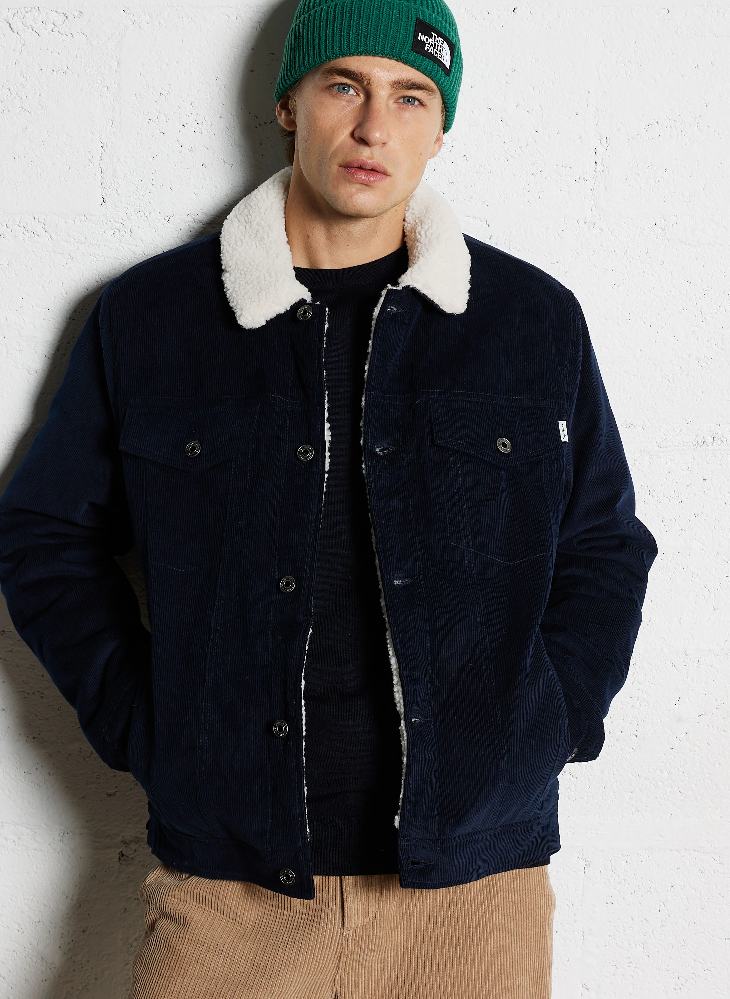 THRIS - Veste col classique en velours de coton | Bleu
