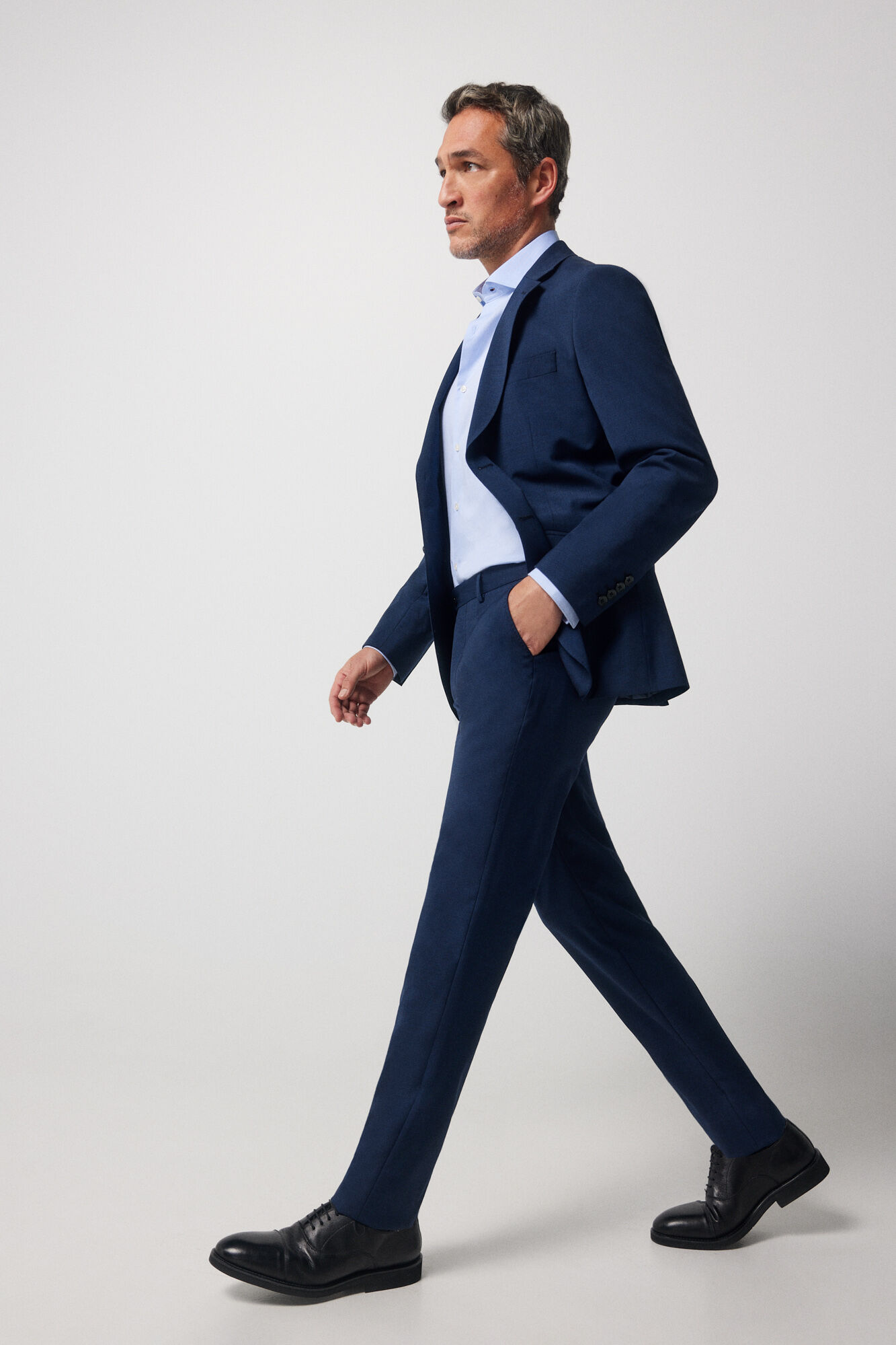 Calça slim pied-de-poule - Azul marinho