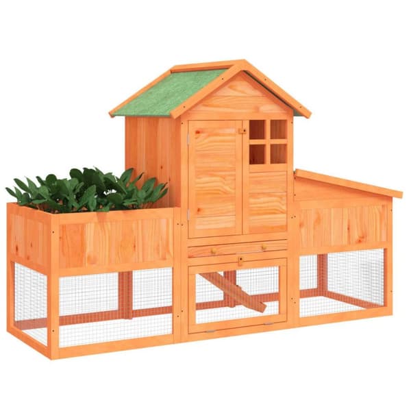 vidaXL Kaninbur brun 170x63x113 cm massiv furu