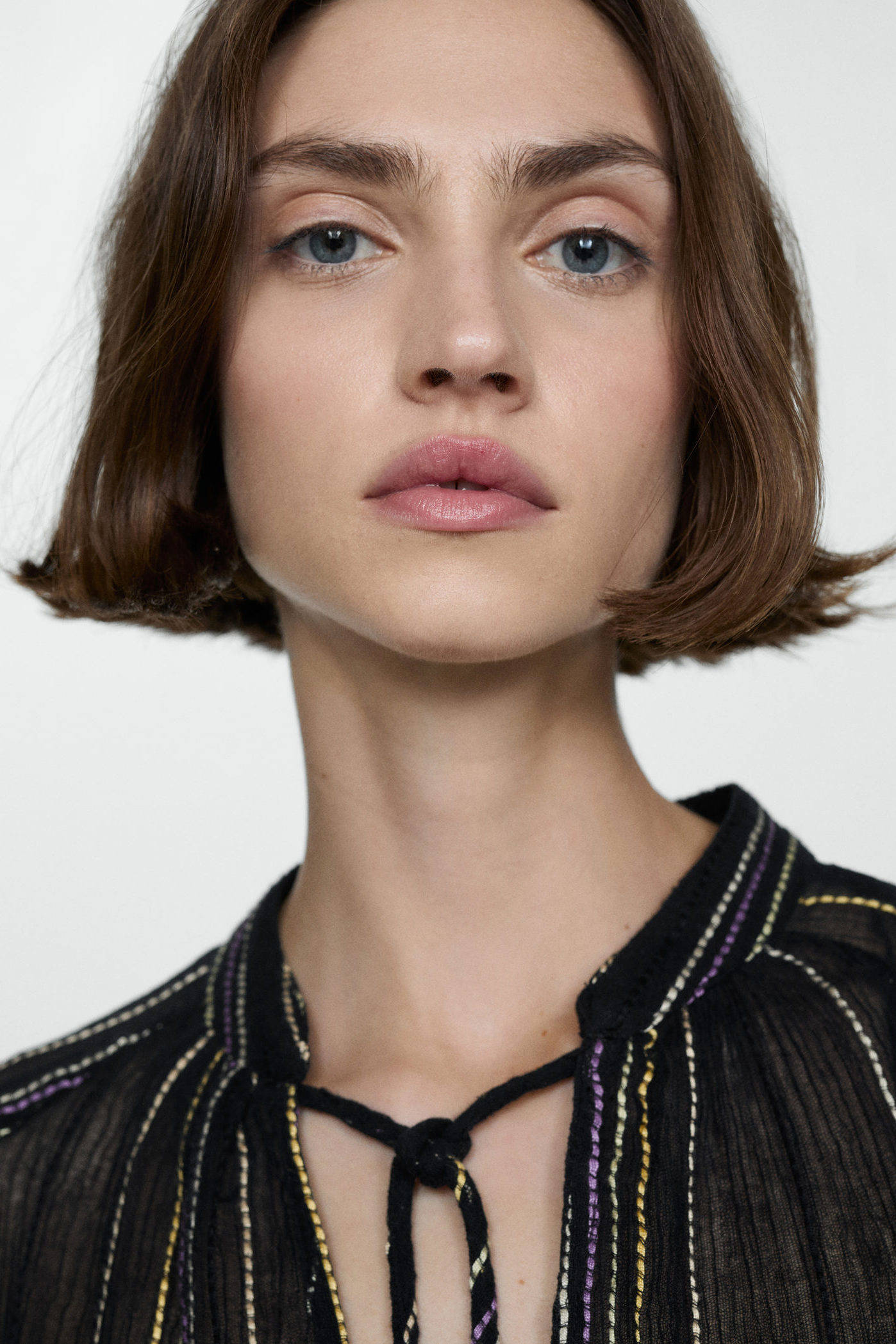 Mango gestreepte blouse zwart