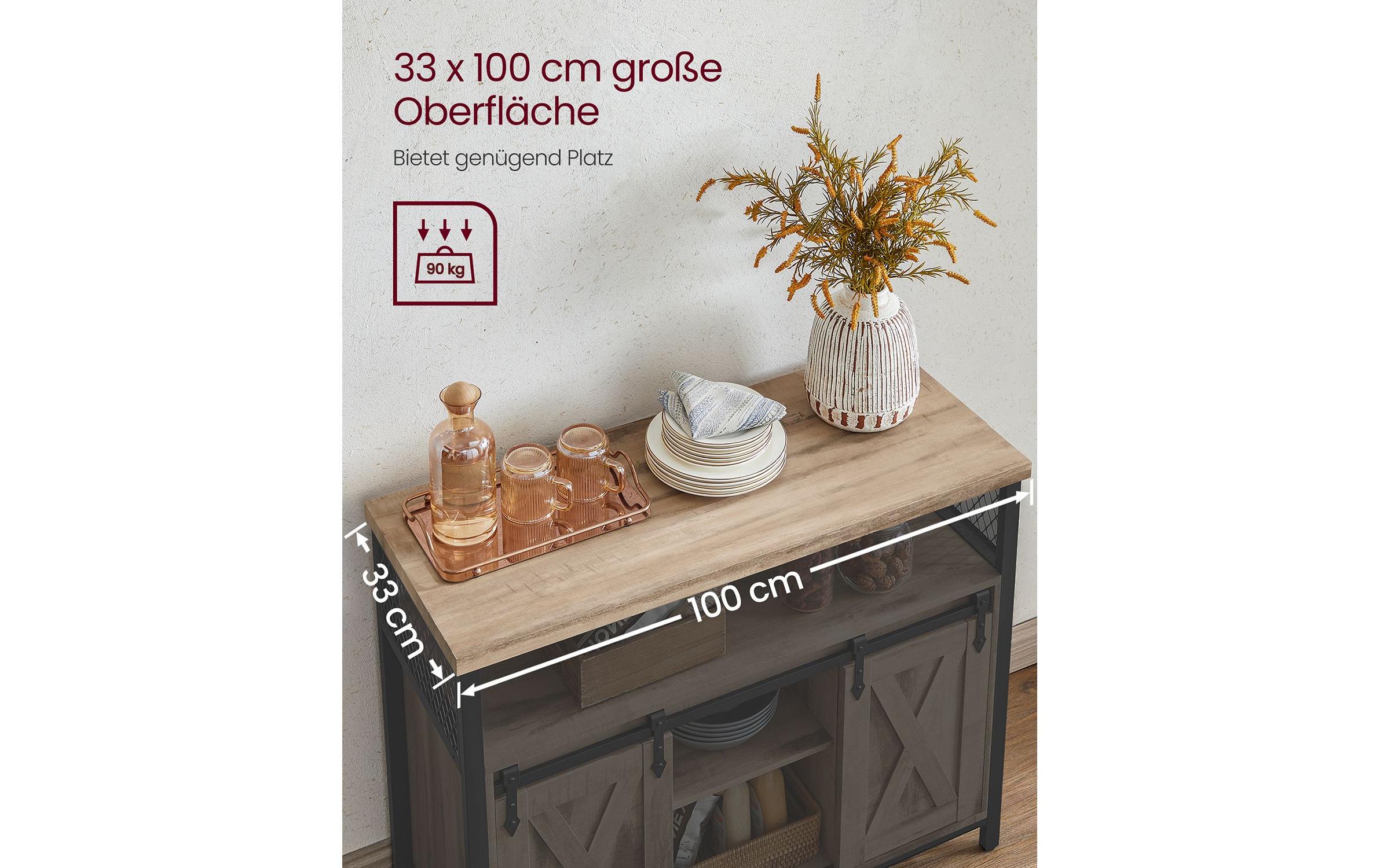 Kommode 100 x 80 cm, Braun/Schwarz<br>Aufbewahrungsschrank mit Schiebetüren
