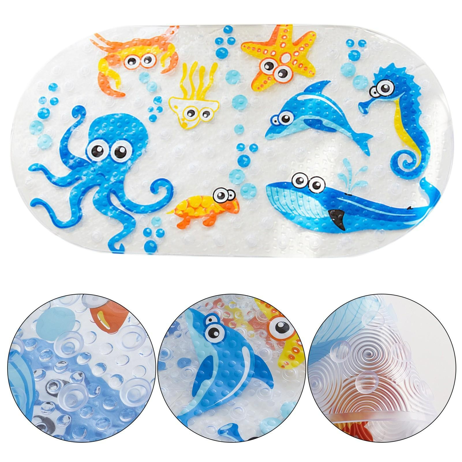 (71x38cm) Anti-Rutsch Kinder Badewannen Matte mit Saugnäpfe - Wassertiere