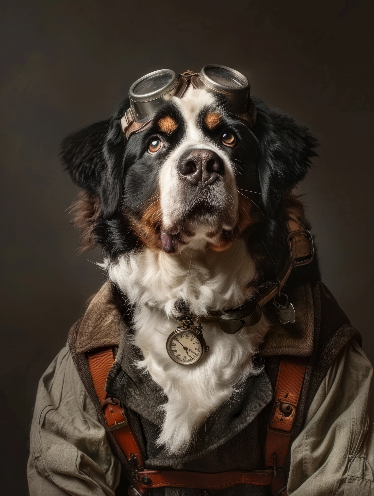 Canvas schilderij van een Berner Sennenhond 40x60 cm