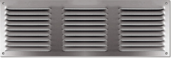 Grille d'aération alu Autogyre à persiennes avec moustiquaire brut 300 x 100 mm