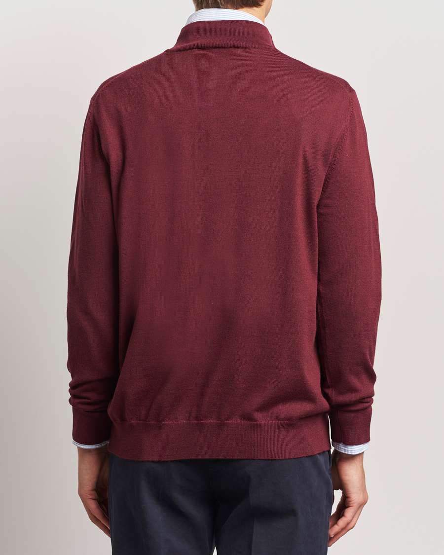 Charles Tyrwhitt Pure Merino Zip Neck Jumper Burgundy Red