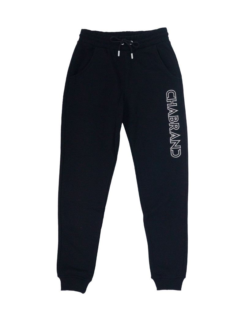 CHABRAND PANTALON JOGGING  NOIR LOGO BLANC