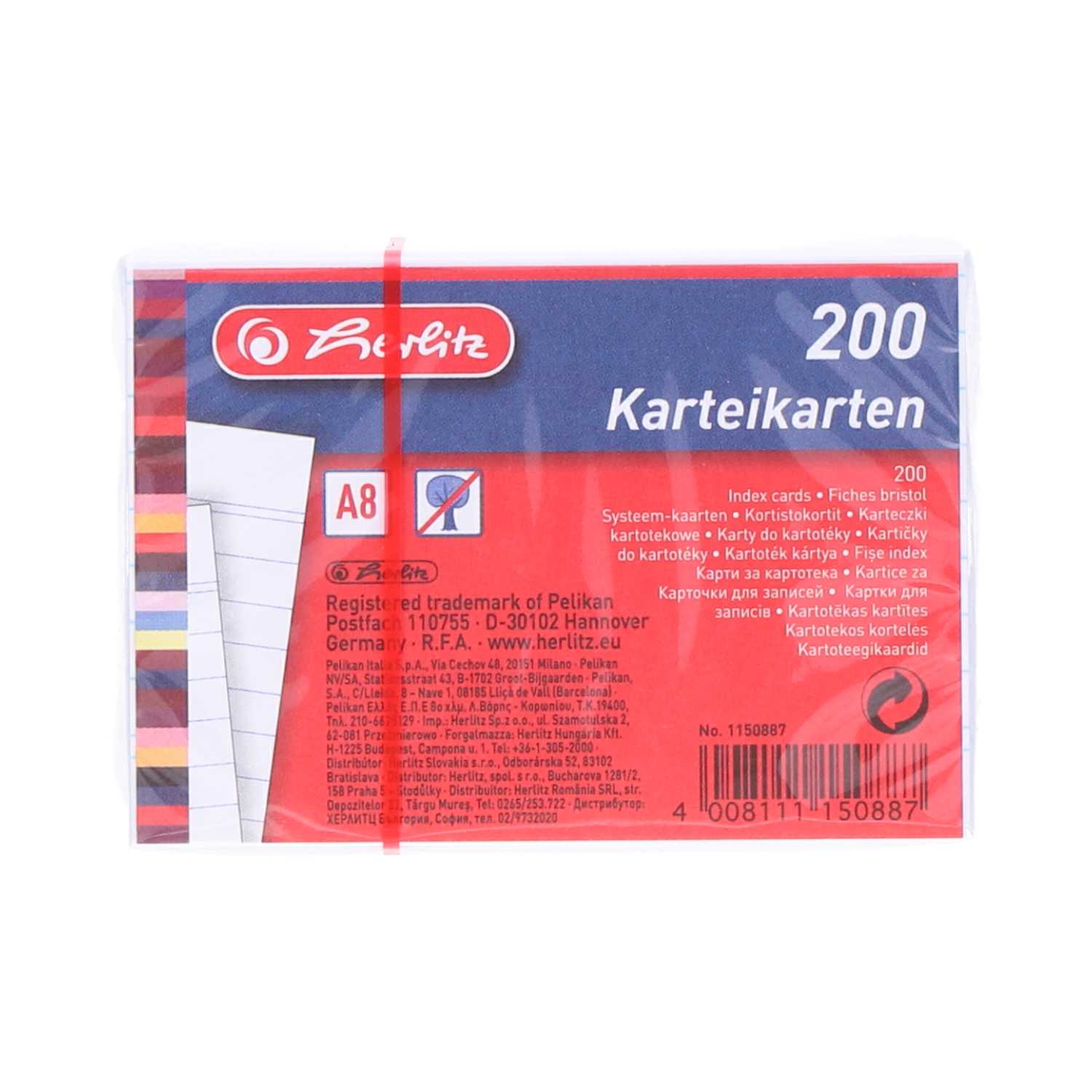 Herlitz Karteikarten DIN A8 weiß liniert 200er