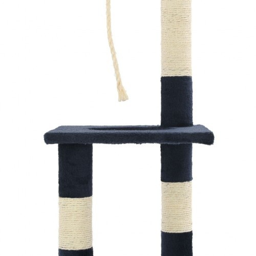 Coçador de galhos com poste de sisal e toca, azul
