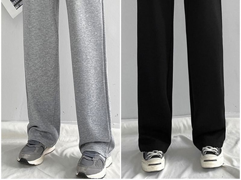 Gafi - High Rise Wide Leg Effen Joggingbroek