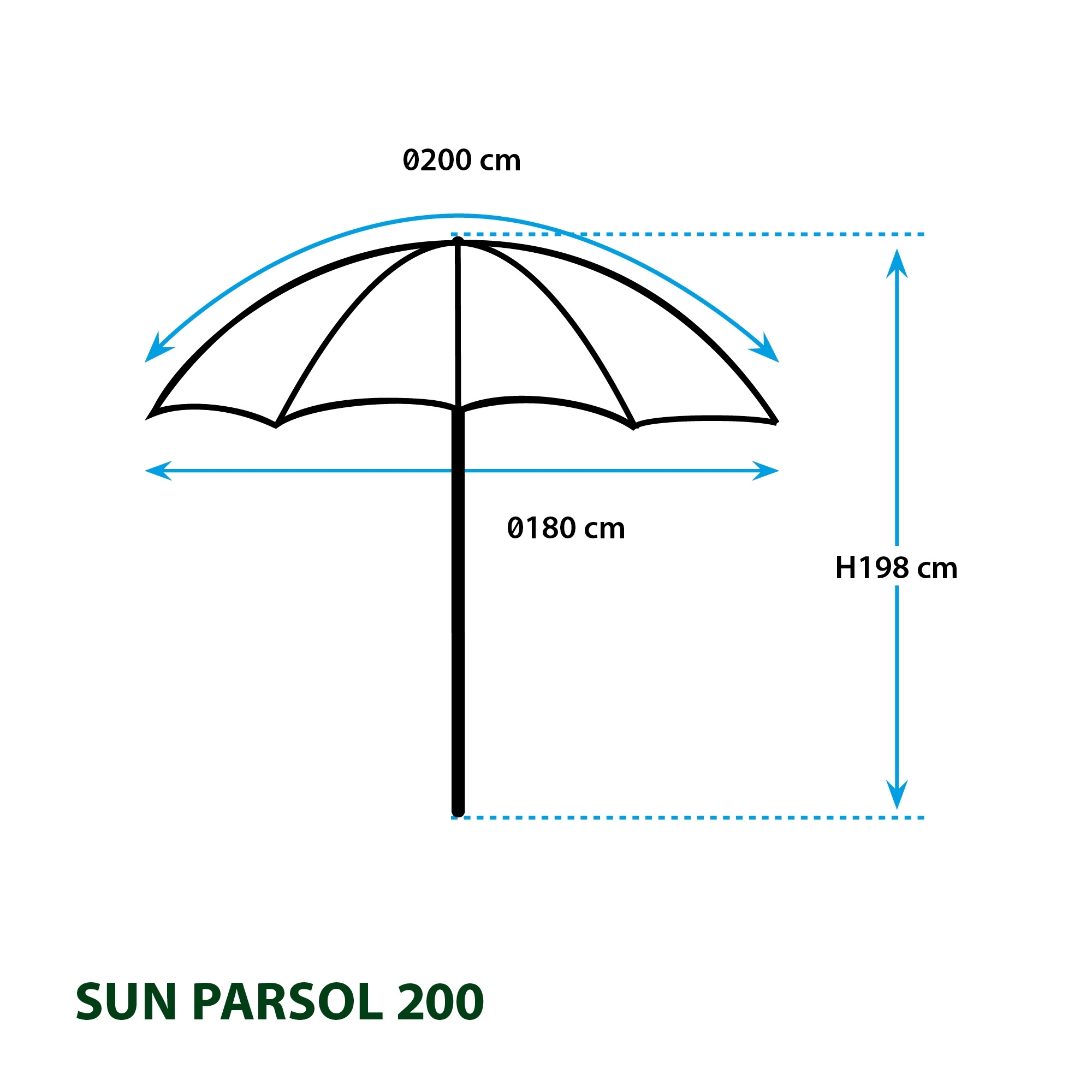 Brunner Sun Parsol Sonnenschirm farblich sortiert 180 cm