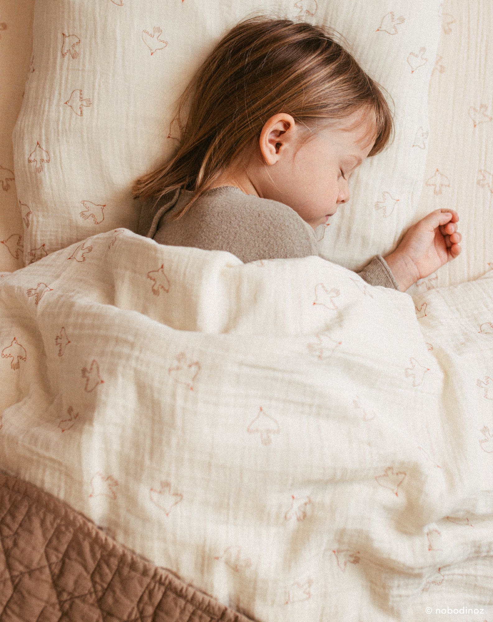 Housse de couette lit individuel en double gaze de coton lavée | Blanc