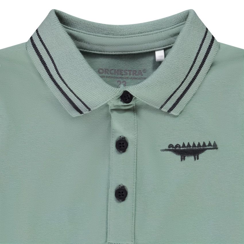 Polo manches longues brodé pour bébé garçon - Vert