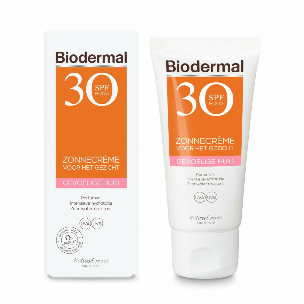 2x Biodermal Zonnecreme Gezicht Gevoelige Huid SPF 3050 ml