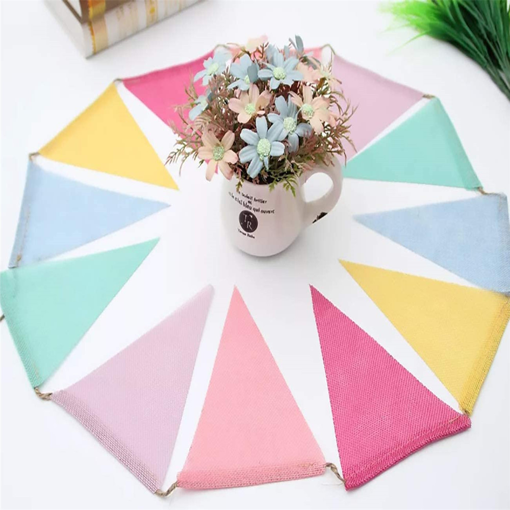 (3m) Leinen Wimpelkette Kinderzimmer Fahnen Girlande Party Deko Accessoire - Bunt