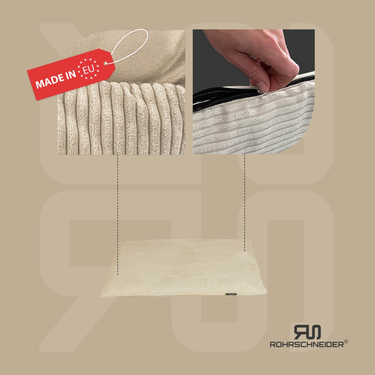 Rohrschneider ® weiches Hundebett mit waschbarem Bezug aus Cord M