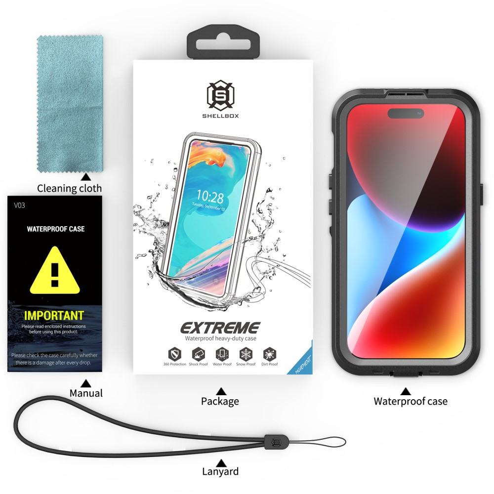 iPhone 15 Pro Wasserfeste MagSafe Outdoor Schutz Hülle (IP68) - Schwarz / Transparent