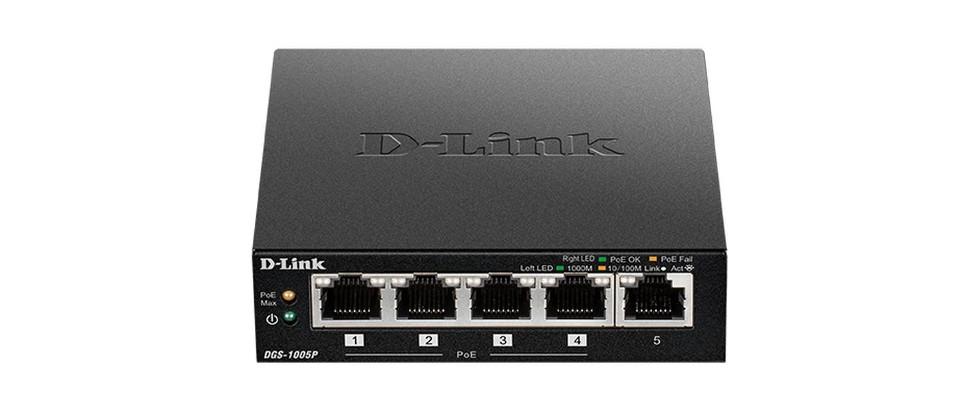 PoE+ Switch DGS-1005P/E 5 Port5‑Port Desktop Gigabit PoE+ Switch