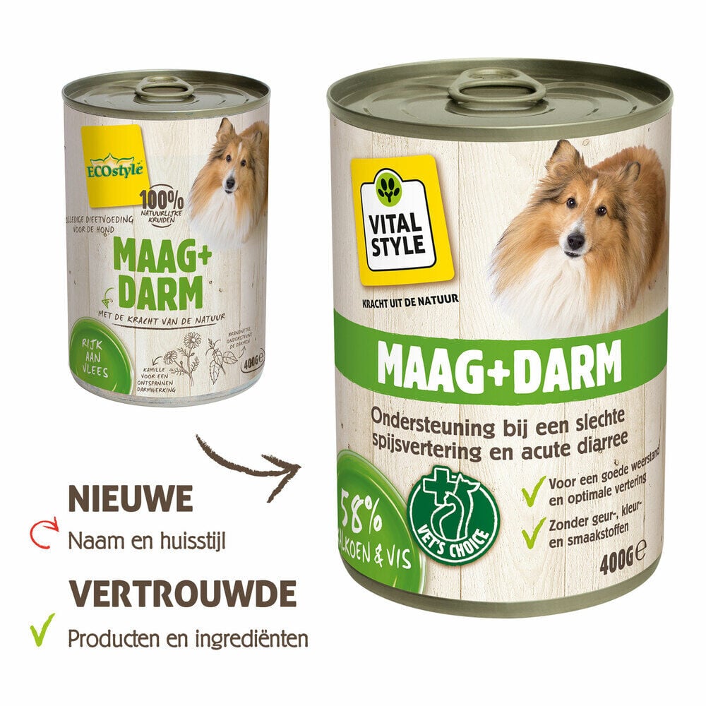 VITALstyle Maag   Darm - Hondenvoer - 400 Gram - vis, kalkoen