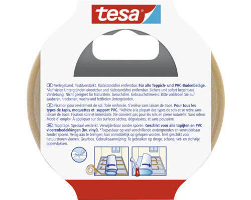 tesa dubbelzijdige plakband, verwijderbaar zonder resten, 10 m x 50 mm