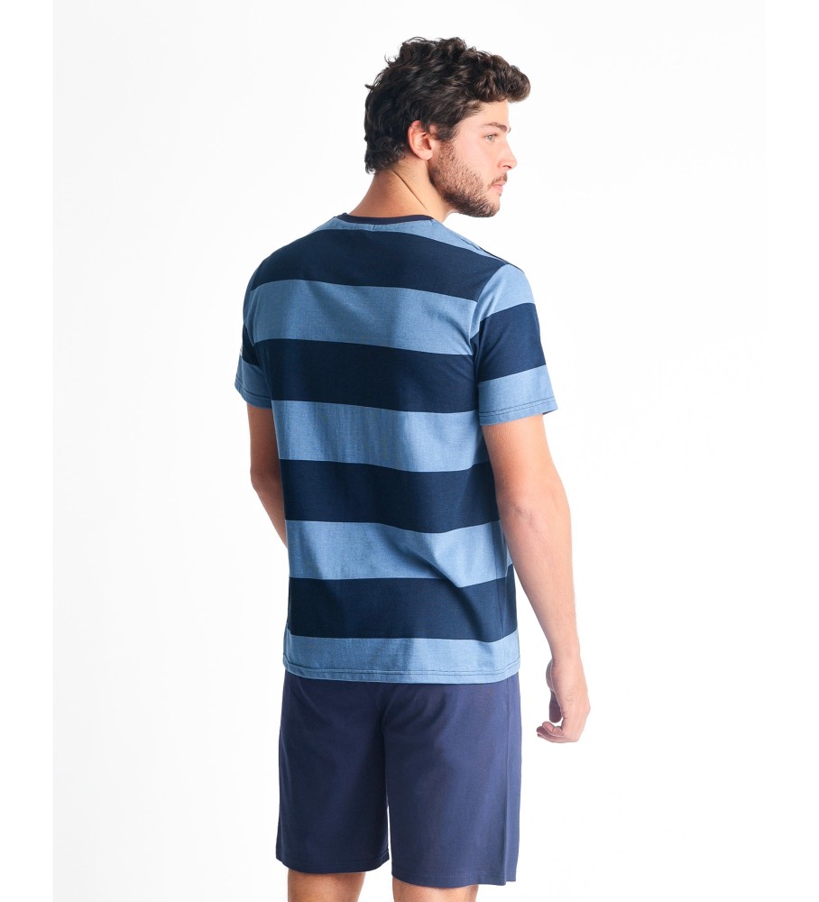 Pijama de manga curta Admas Globe azul