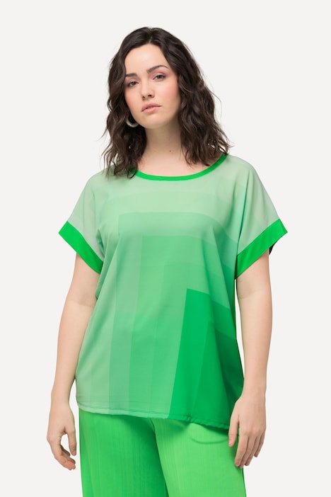 Blusenshirt, Oversized, Rundhals, Halbarm