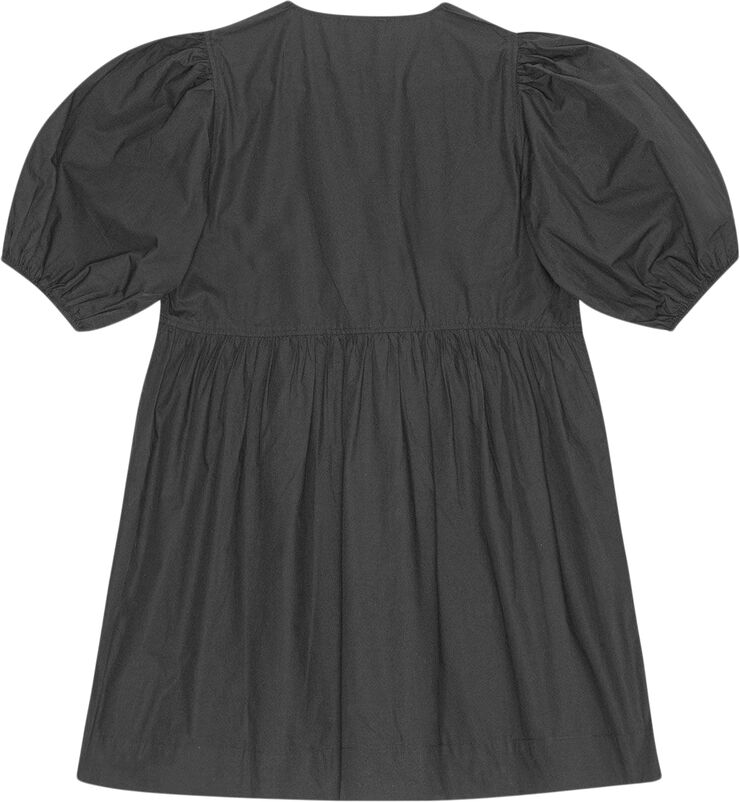 Ganni Cotton Poplin Tie String Mini Dress Black