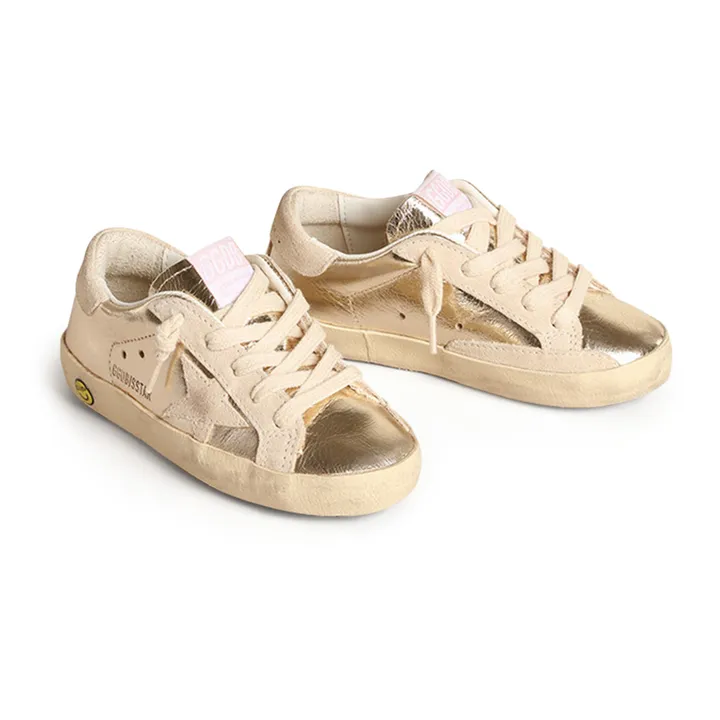 Golden Goose Baskets Lacets Super-Star Laminé | Doré