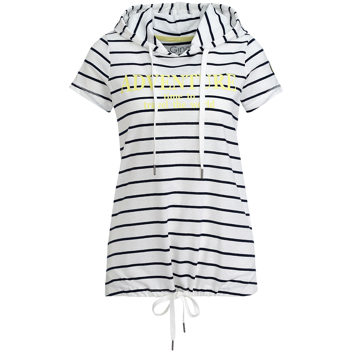 Gina Damen T-Shirt mit Kapuze weiss / schwarz