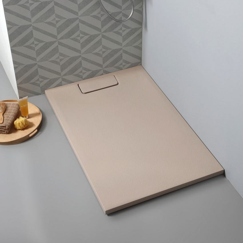 Douchebak 80x100 in steenlook, mineraal gegoten, ultravlak | Mart