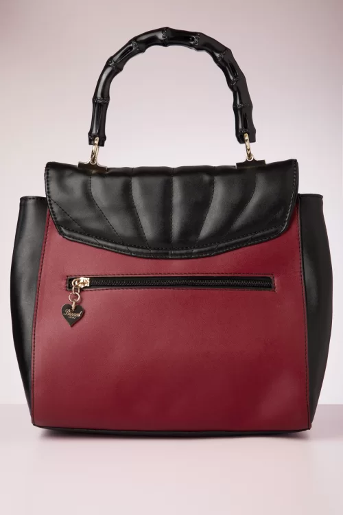 Banned Retro Bamboo Lux handtas in bordeauxrood en zwart