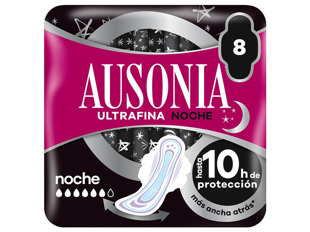 PENSOS HIGIÉNICOS AUSONIA AIRDRY NOITE ALAS 8UN
