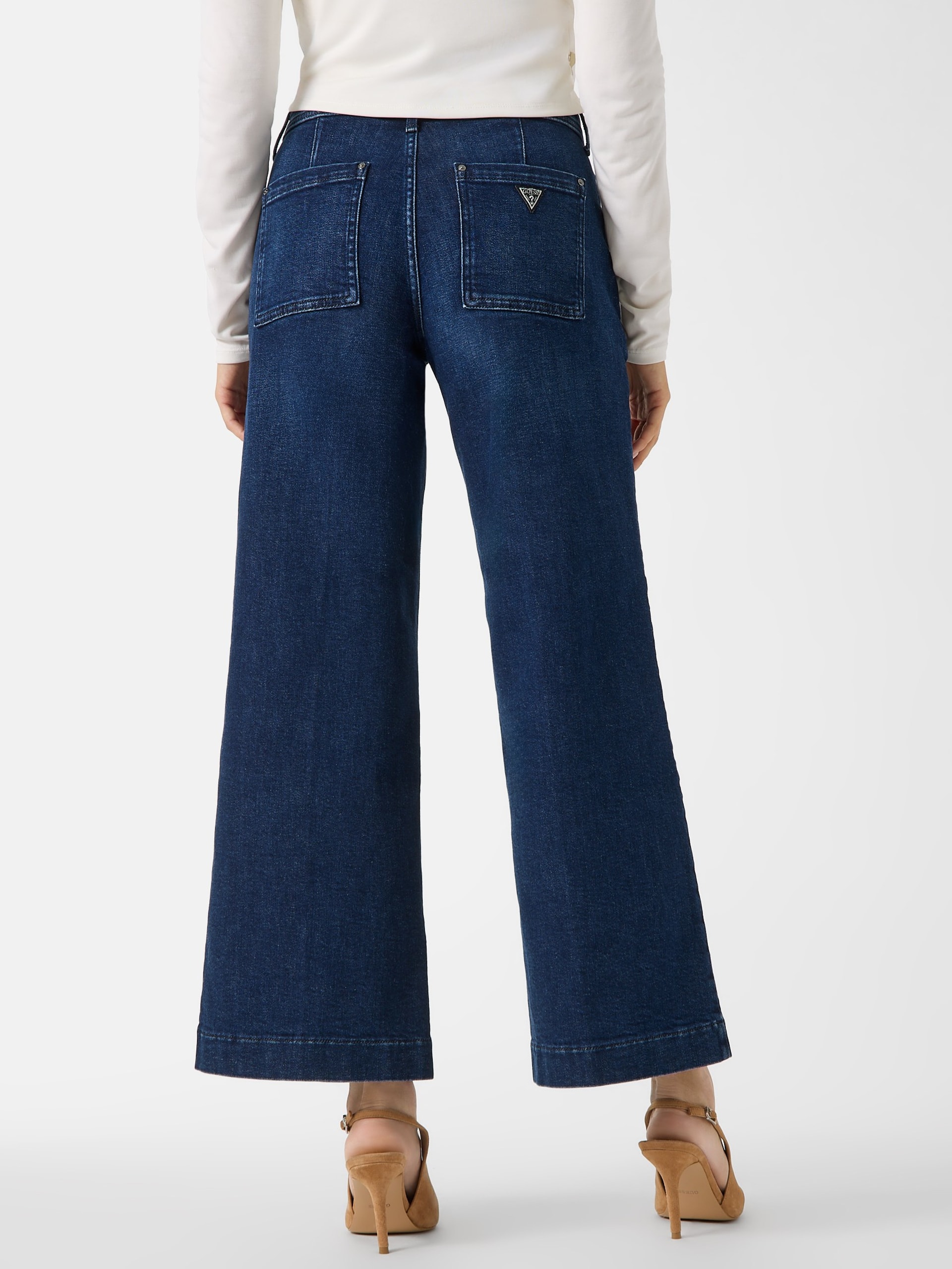 Calça jeans cropped de perna larga Eco Zoya