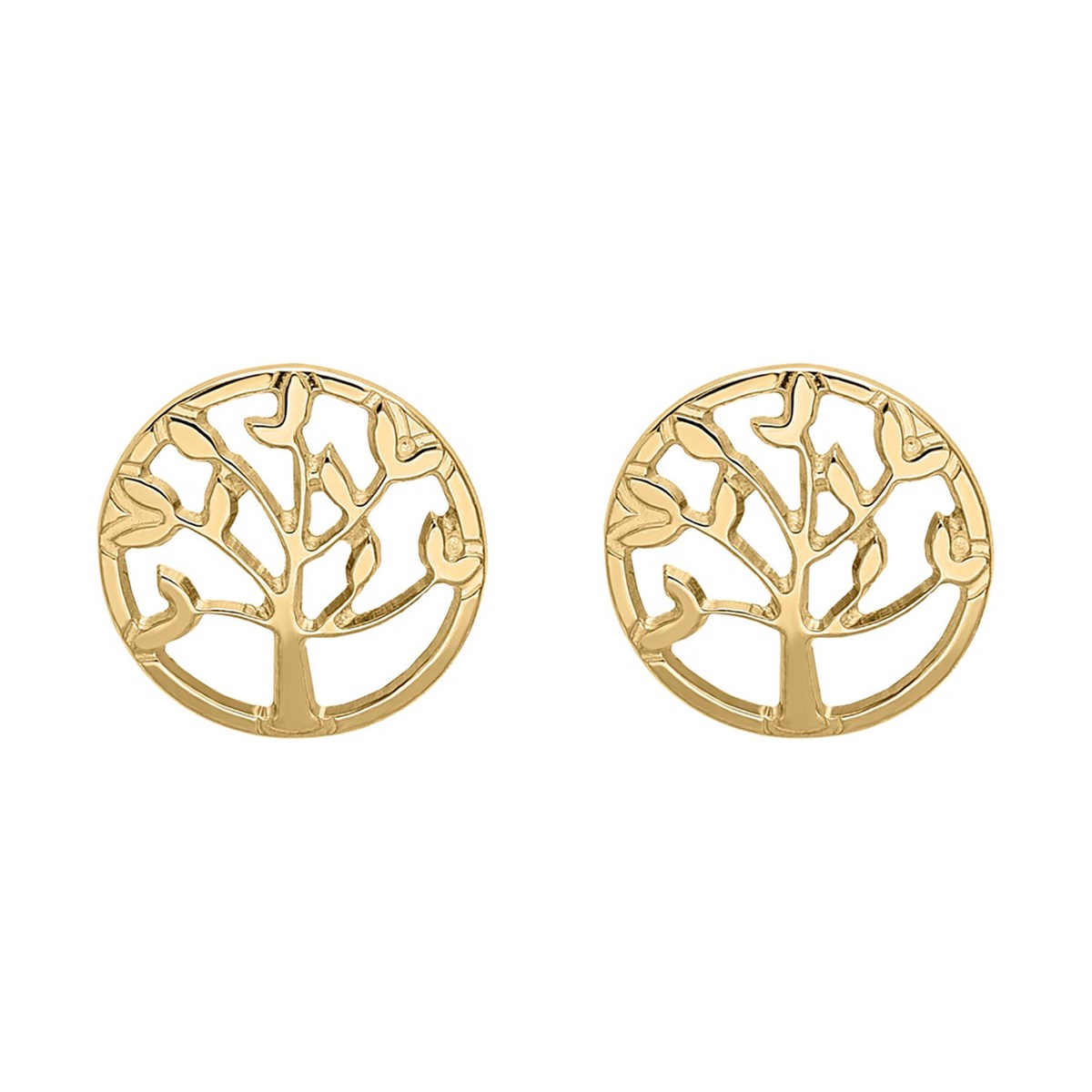 Puces d'oreilles arbre de vie or jaune 9 carats