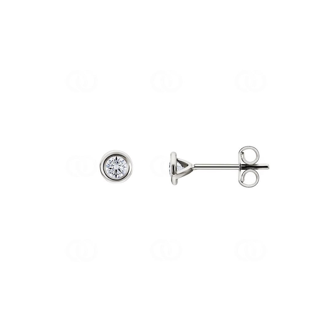 0.20 Karat Solitär Diamantohrstecker 750/18 K Weissgold in Zargenfassung