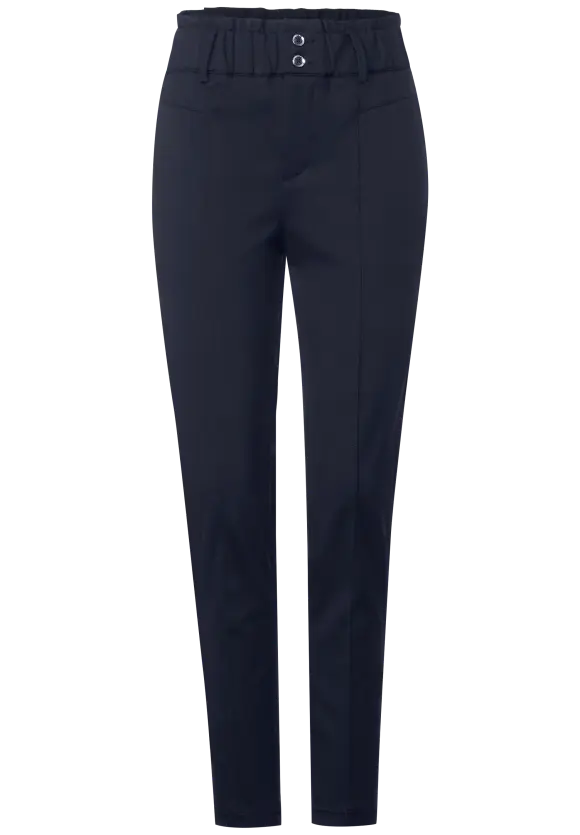 Loose Fit Paperbag Hose - deep blue