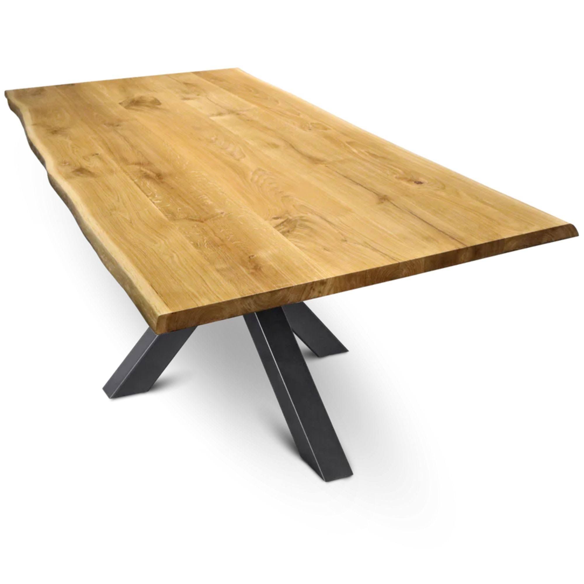 holz4home Massivholztisch mit Baumkante 100cm Tiempo Spider