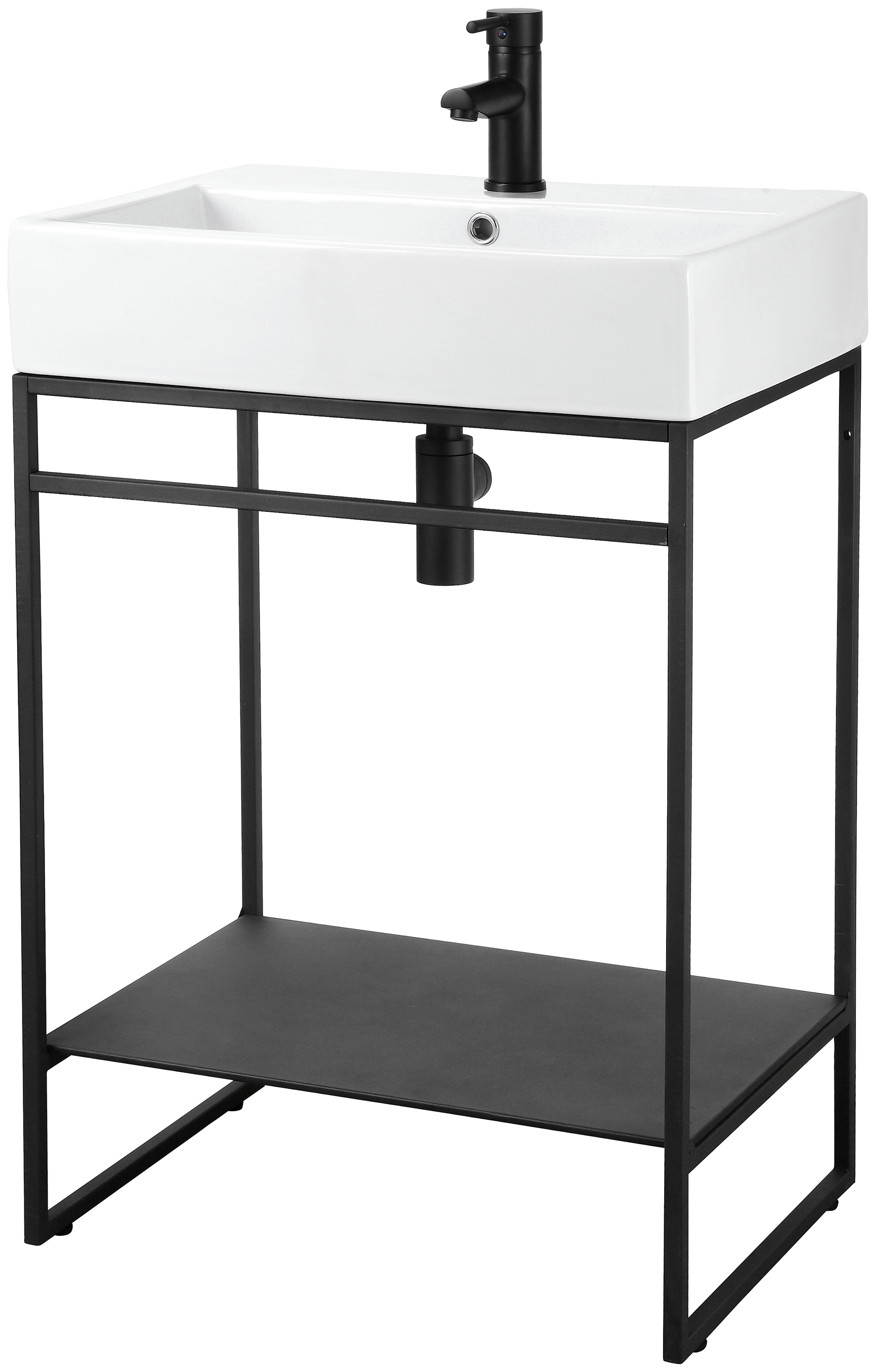 welltime Waschtisch »Loft« Badmöbel, schwarz, mit Keramikwaschbecken, Breite 60cm