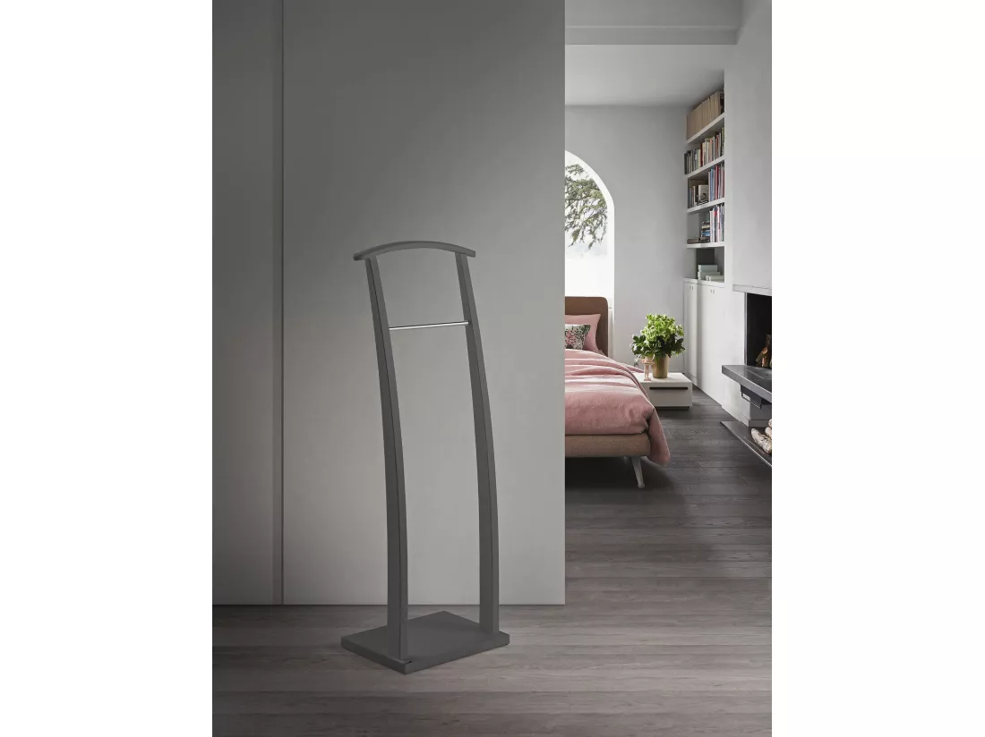 Valet de nuit - H117cm x L40cm x P28cm - hêtre massif gris - Curves