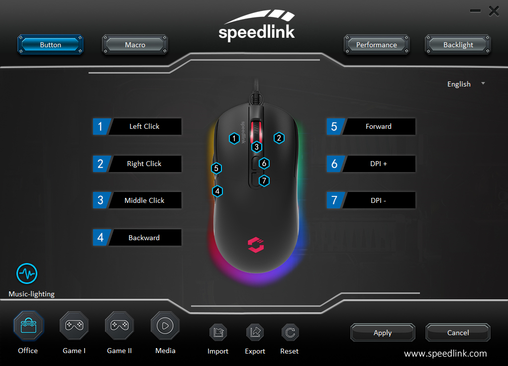 Speedlink – Taurox Gaming Mus – Sort
