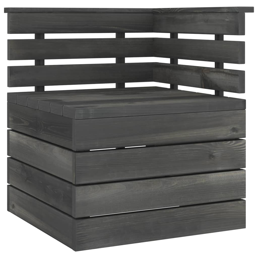 Salon de jardin palette meuble d'extérieur ensemble de mobilier 7 pièces bois de pin massif gris foncé