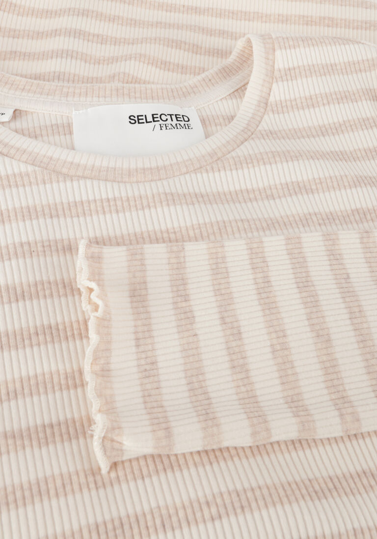SELECTED FEMME beige selected femme  slfanna ls crew neck tee stripe
