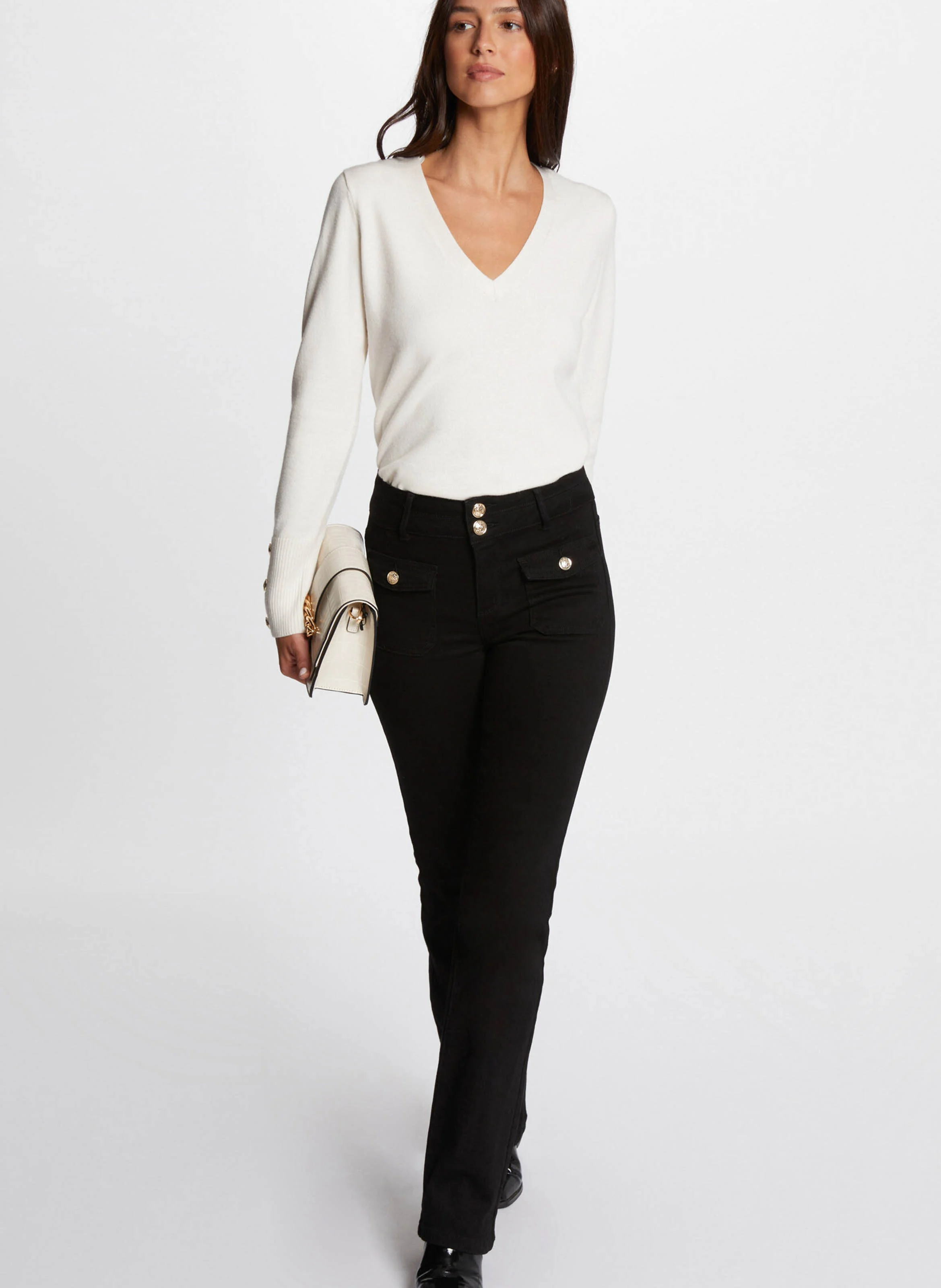 MGOLD - Pull droit col V | Beige