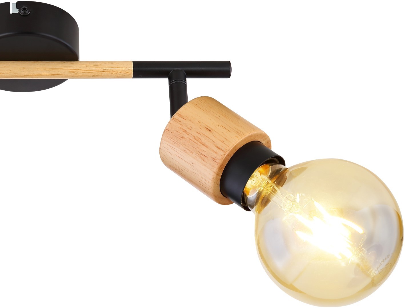 Strahler - schwarz matt - holzfarben - Metall-Holz